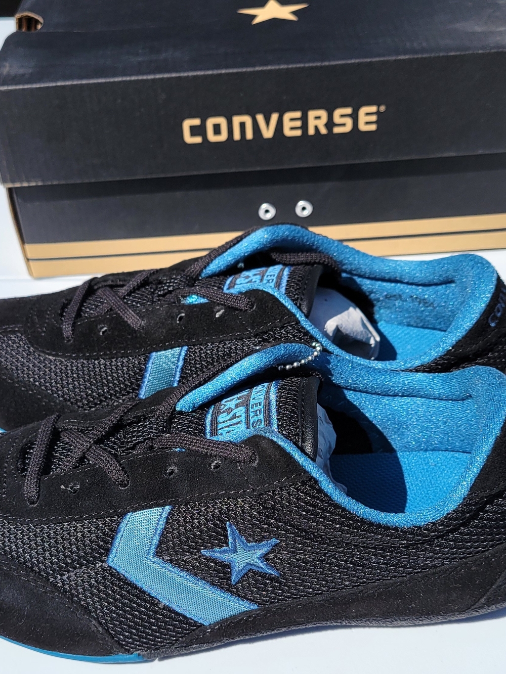 YOUTH 5.5 / WOMENS 7 CONVERSE RETRO RUN OX BLACK BLUE 1S944 New In Box - Picture 6 of 8